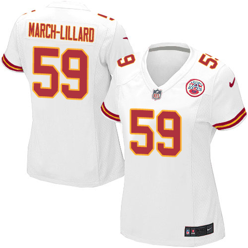 Women's Limited Justin March-Lillard Nike Jersey White Road - #59 NFL Kansas City Chiefs